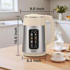 Mecity Electric Kettle 1.7L Touch Screen Temperature Control Water Boiler, No Plastic Contact with Water. 6 Presets For Tea and Coffee, 2 Hours Keep Warm, Auto Shut Off, Cream & Stainless Steel Color