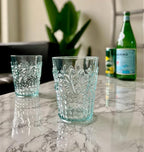 KLIFA- BLOIS- 15.2 ounce, Set of 6, Acrylic Tumbler Drinking Glasses, BPA-Free, Stackable Plastic Drinkware, Dishwasher Safe, Vintage Looking Cups, Light Teal