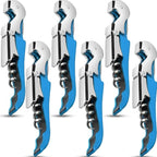 6 Pieces wine key wine opener Professional Waiter Corkscrews Stainless bottle opener Fold Serrated Foil Cutter Key for Family, Company Party,Bars,Restaurants(blue)