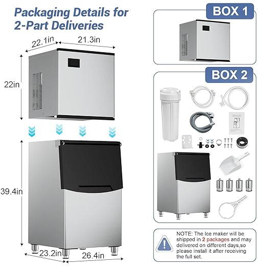 Commercial Ice Maker 600 Lbs/24H Ice Machine Large Capacity Stainless Steel, 182 Ice Trays Industrial Ice Machine, 350 Lbs Storage Commercial Ice Maker Machine Freestanding, Cube Ice Maker Commercial