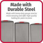 GoodCook MegaGrip Set of 3 Nonstick Steel Multipurpose Cookie Sheets with Silicone Grip Handles, Gray