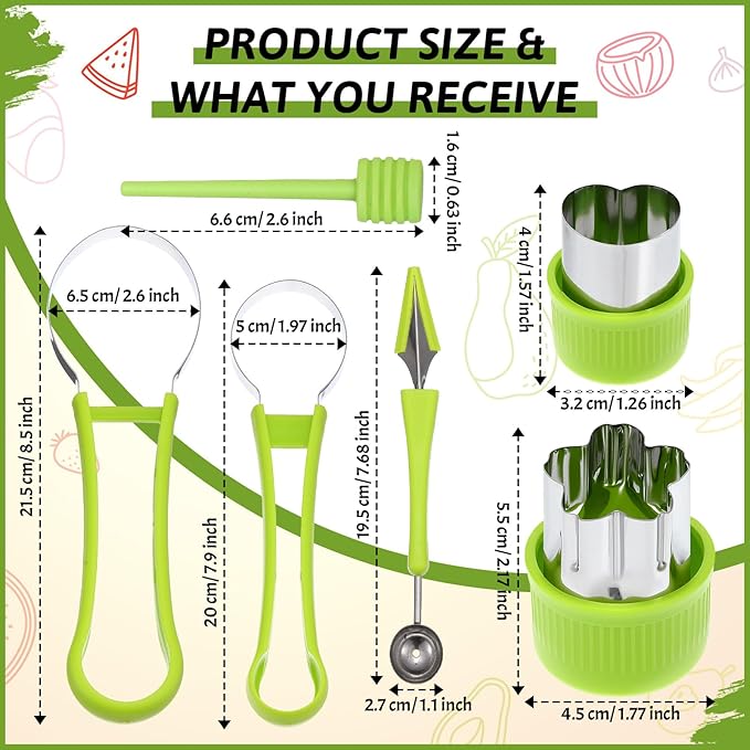 LemonRoad 15 Pcs Fruit Vegetable Coring Carving Tool Set Include Stainless Steel Peeler Carving Knife Melon Baller and 9 Shape Cutters for Home Kitchen Lunches Party Platters Creative Cooking