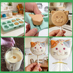 Juome Cake Pop Mold Kit, 2 Pack 16 Cavities Animal Shape Cakesicle Molds Silicone with 100 Wooden Sticks&100 Packaging Bags, Cake Pop Maker Supplies Accessories, Baking Tools for Home Baking Desserts