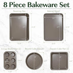 Goodful All-In-One Nonstick Bakeware Set, Stackable and Space Saving Design includes Round and Square Pans, Muffin Pans, Cookie Sheet and Roaster, Dishwasher Safe, 8-Piece, Linen