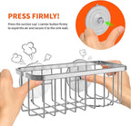 SunnyPoint NeverRust Deluxe Kitchen & Bathroom Sink Sponge Holder Organizer with Adhesive Mount - Additional Suction Cup Included – Sponge & Brush NOT Included – 7.4 x 3.3 x 2.75 Inch