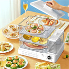 24L Electric Steamer, 3 Tier Electric Food Steamer for Cooking, Commercial Stainless Steel Steamer with Detachable Water Tank, Large Capacity Breakfast Machine with Timer