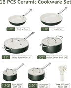 Pots and Pans Set - Nonstick Creamic Kitchen Cookware Sets Non Toxic Cookware Set With Dutch Oven, Frying Pan, Saucepan, Sauté Pan, Cooking Utensils Set, Pots and Pans for Cooking Set Gifts