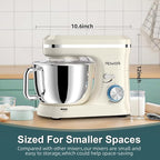 HOWORK Electric Stand Mixer,10+p Speeds With 6.5QT Stainless Steel Bowl,Dough Hook, Wire Whip & Beater,for Most Home Cooks (White)