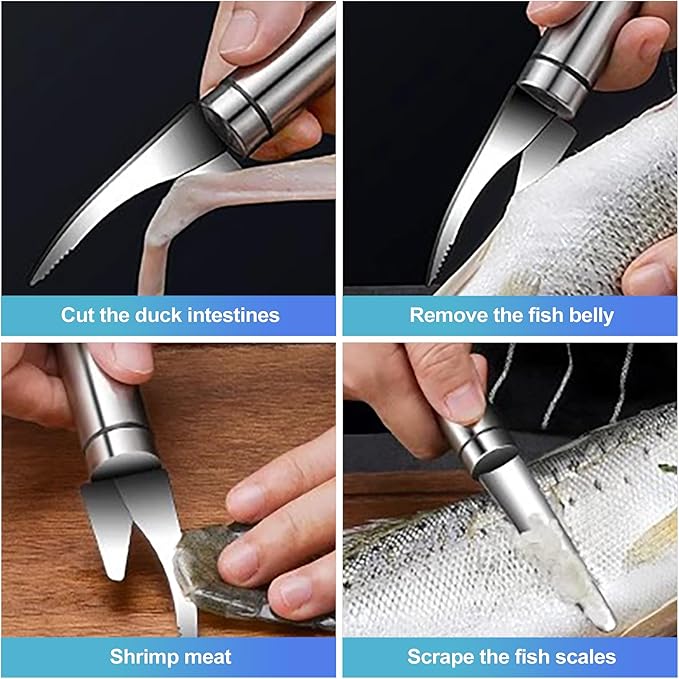 CoguZed 2-Piece Stainless Steel Shrimp Deveiner and Peeler Tool Set, Designed for Efficient Shelling and Cleaning of Seafood