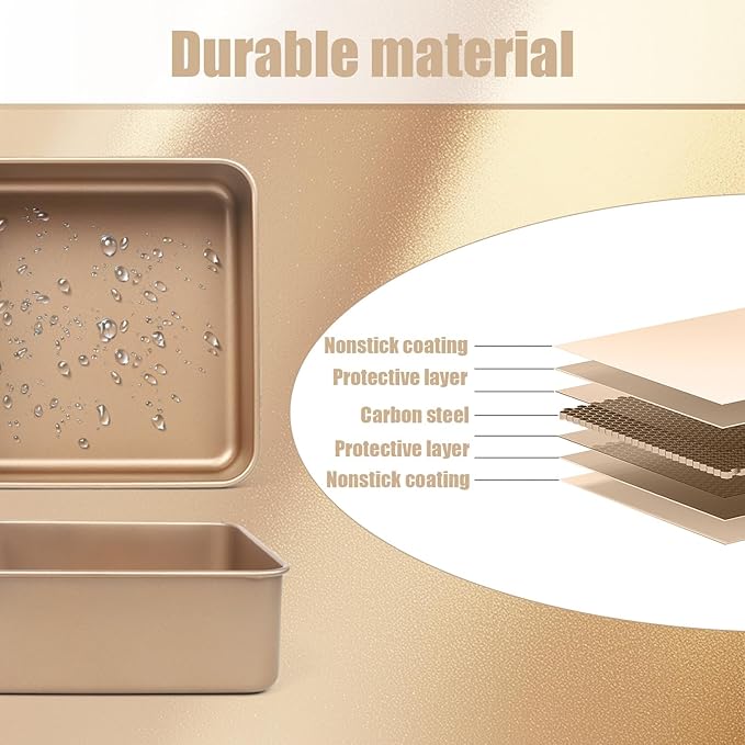 Brownie Pan, 2 Pack Square Baking Pan Square Cake Pan Non Stick Baking Pans, Small Baking Pans Deep Baking Pan For Toaster Oven, Bakeware For Cakes, Cookies & Breads (9 Inches)