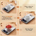 Digital Kitchen Scale and Food Weight Scale with Hang Loop, 11lb Baking Scale for Home and Kitchen, Precise Scales with Grams and Ounces, Stainless Steel (Silver)