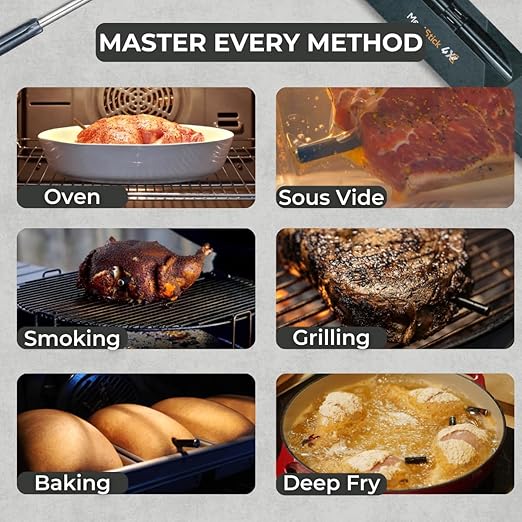 MeatStick 4X Wireless Meat Thermometer for Grilling and Smoking, Bluetooth Temperature Probe with 4 Sensors, 650ft+ Range for BBQ, Smoker, Oven