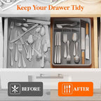Lifewit Silverware Drawer Organizer Tray, Plastic Cutlery Storage for Kitchen, Flatware and Utensil Holder Divider for Spoons Forks Knives Tableware, 9.5 x 13.4", 5 Slots, Gray