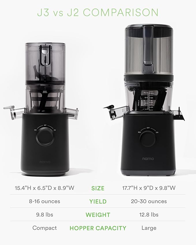 Nama J2 Cold Press Juicer – Self Feeding for Hands-Free Operation with Wide Mouth Hopper for Whole Recipe Loading, Zero Waste Masticating Juicer For More Juice, Less Pulp – Easy Cleanup & Assembly