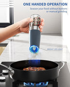 CIRCLE JOY Gravity Electric Salt and Pepper Grinder Set Automatic Salt and Pepper Grinder Set with LED Light, Battery Operated, Adjustable Coarseness, Large Capacity, for Home Kitchen BBQ, Blue