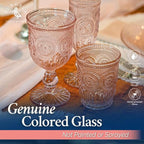 Yungala Purple Small Drinking Glasses Set of 6 Vintage Hobnail Design 8 oz