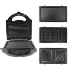 Total Chef 4 in1 Grill Waffle Maker - Mini Belgium Waflera, Sandwich, Panini Press Machine, Electric, Non-Stick Removable Plates, Easy To Clean Countertop Cooking Kitchen Appliance For Breakfast