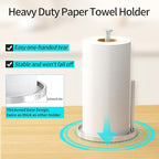 Paper Towel Holder Countertop, Standing Paper Roll Holder with Anti Slip Weighted Base, Stainless Steel Freestanding Paper Towel Holder for Kitchen, Silver