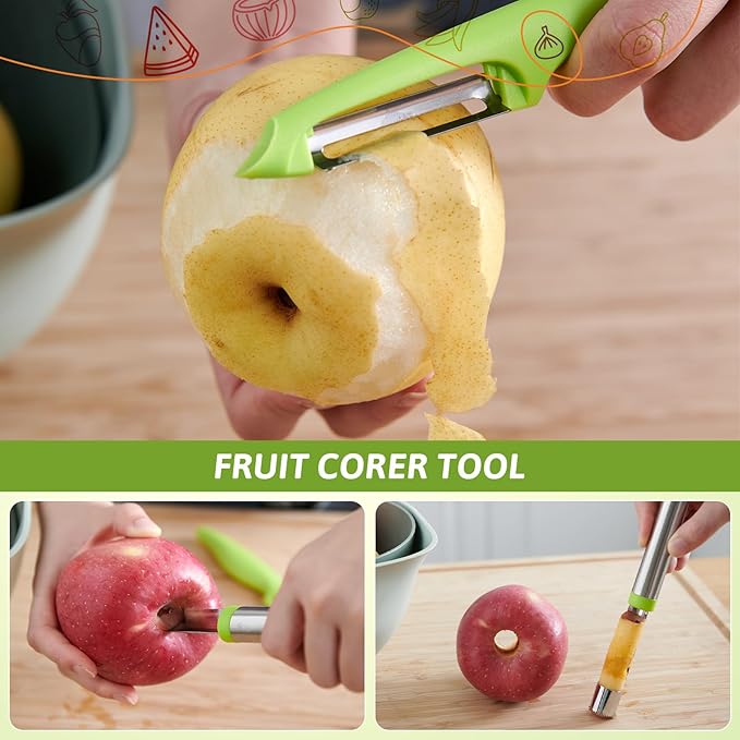 LemonRoad 15 Pcs Fruit Vegetable Coring Carving Tool Set Include Stainless Steel Peeler Carving Knife Melon Baller and 9 Shape Cutters for Home Kitchen Lunches Party Platters Creative Cooking