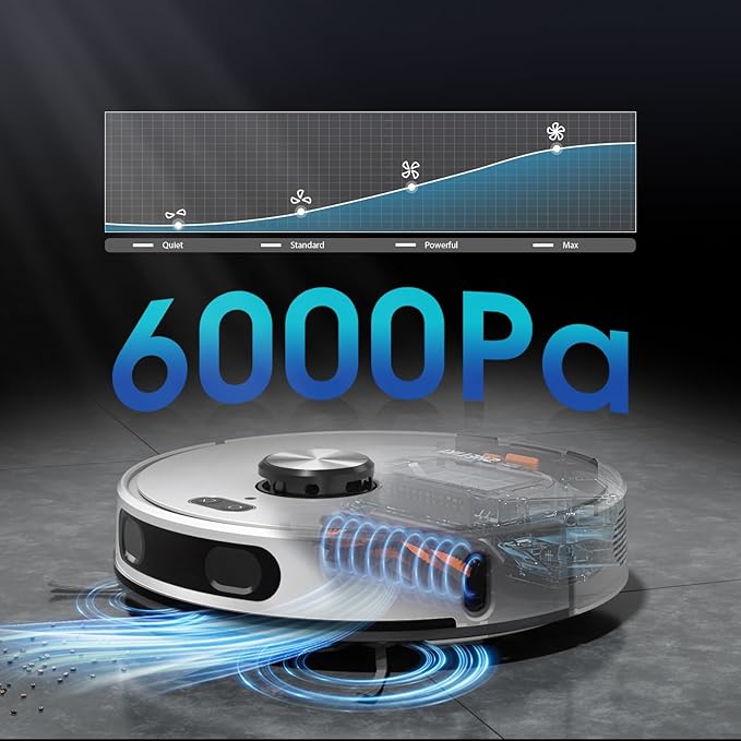 Robot Vacuum and Mop Combo, 3-in-1 Robotic Vacuums Cleaner with 70-Day Self-Emptying Base, LiDAR Navigation Smart Mapping & Strong 6000Pa Suction, for Pet Hair, Hard Floor, Carpet