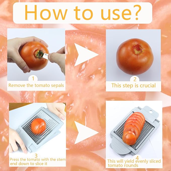 Tomato Slicer,Stainless Steel Tomato Cutter Dedicated Tomato Slicing Tool Portable and Easy Work for Hamburger Salad Tomato Slices