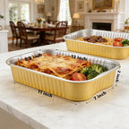 13"x 9"Gold Aluminum Foil Pans with Chear Lids & Handles(20 Pack) Heavy Duty Aluminum Pans, Disposable Foil Pans Containers for Cooking, Baking, Reheating, Freezer, Oven, Food Storage, 118oz