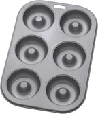 Mrs. Anderson's Baking 6-Cup Donut Pan, Carbon Steel with Non-Stick Coating, PFOA Free, 10.5-Inches x 7-Inches