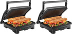 Chefman Panini Press Grill and Gourmet Sandwich Maker NonStick Coated Plates,Opens 180 Degrees to Fit Any Type or Size of Food,Stainless Steel Surface and Removable Drip Tray,4 Slice,Black,(Pack of 2)