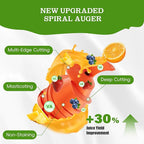 Cold Press Juicer, Wide Feed Chute Juicer Machines, Stainless Steel Slow Masticating Juicers Easy to Clean, Vegetables & Fruits Juice Extractor, High Juice Yield, Brass Color Knob