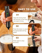 Rechargeable Handheld Milk Frother with Box, 3-Speed Coffee Frother Handheld with 3 Whisks, Dual Coil Whisk Electric Frother Wand for Coffee Latte Cappuccino Matcha and Egg, Kitchen Gift Set
