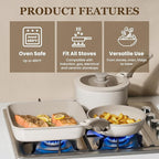 KIKCOIN Nonstick Pots and Pans Set, 22 Pack Ceramic Cookware Set with Detachable Handle, Induction RV Kitchen Cooking Set with Removable Handle, Frying Pans - Dishwasher/Oven Safe, PFOA Free