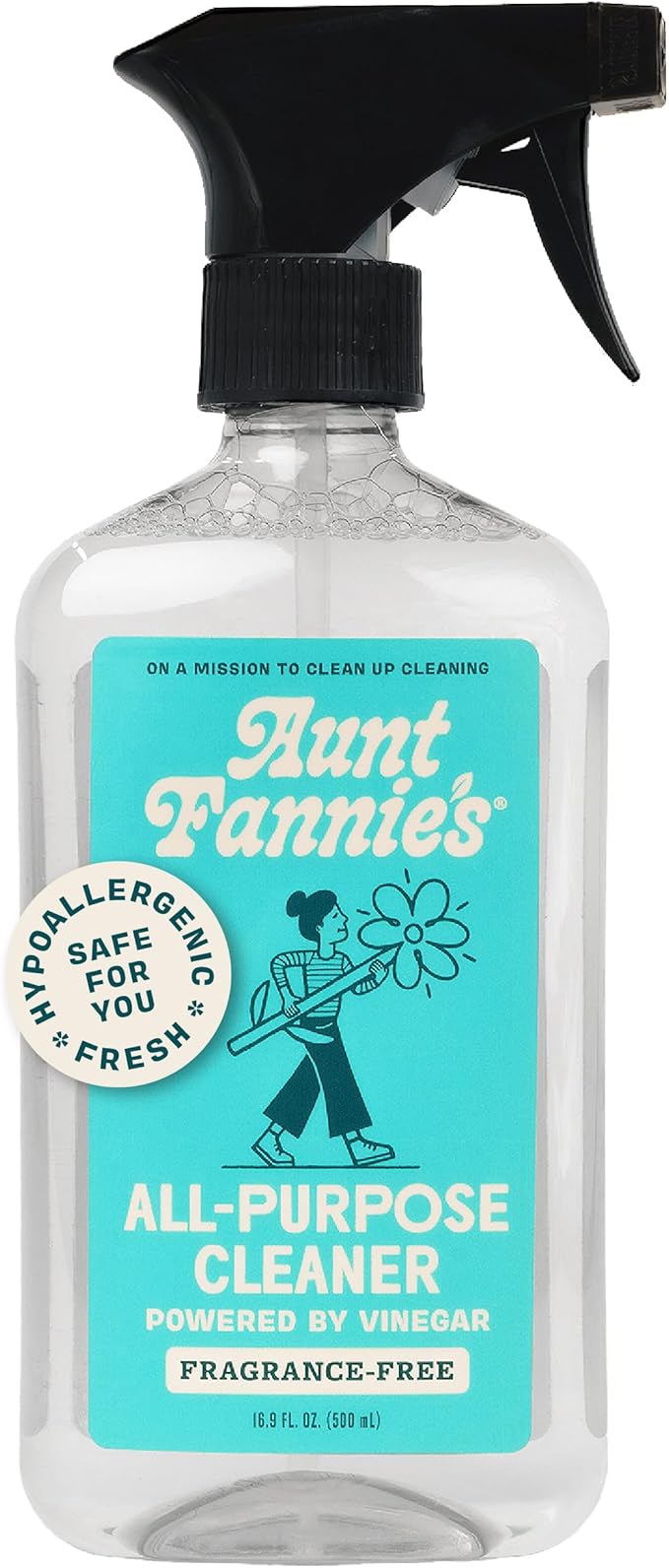 Aunt Fannie's All Purpose Household Cleaner, Multi-Surface Spray Cleaner, Powered by Vinegar for Kitchen, Bath, Windows and Countertops, Fragrance Free, Pack of 1