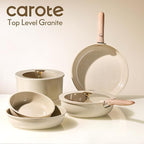 CAROTE 22PCS Pots and Pans set Non Stick, Ceramic Cookware Set, RV Kitchen Cooking Set Removable Handles, Oven Safe, Induction Coolware, Non-toxic Kitchen Cooking Set, PFAS and PFOA Free