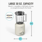 Martha Stewart 50oz Countertop Blender, Smoothie, Margarita & Ice Crushing Blender, BPA-Free Pitcher, 3 Speeds, 5 Presets, Auto-Clean Function, Dishwasher Safe, Stainless Steel Blades, Linen Cream