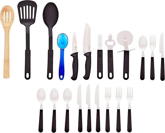 Gibson Home Back to Basics Nonstick Aluminum Cookware Set, 59-Piece, Black