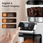 Burr Coffee Grinder Electric, 30 Grinding Settings Emojoy Coffee Bean Grinder, Burr Coffee Grinder for Home Use, Touchscreen and LED Control Panel, Stainless Steel, Conical Burr Grinder