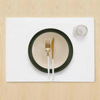 Solino Home Linen White Placemats Set of 4 - 100% Pure Linen Placemats 14 x 19 Inch for Winter, Valentines, Holiday, New Year - Fete