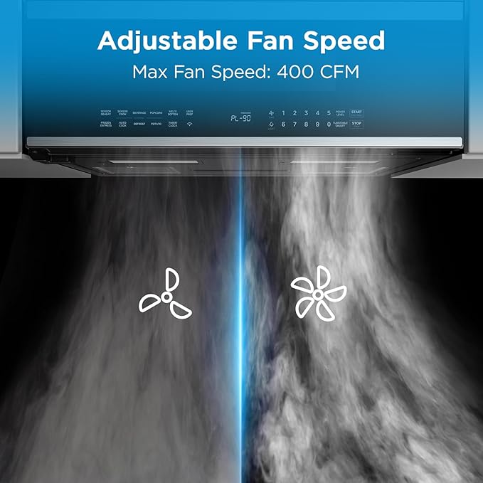 Midea MMO12S3ASTZ Over the Range Microwave Oven, 1.2 Cu.ft Slim Microwaves with Sensor Cook, Stainless Steel Microwaves, 1000W heating power with 400CMF vent fan