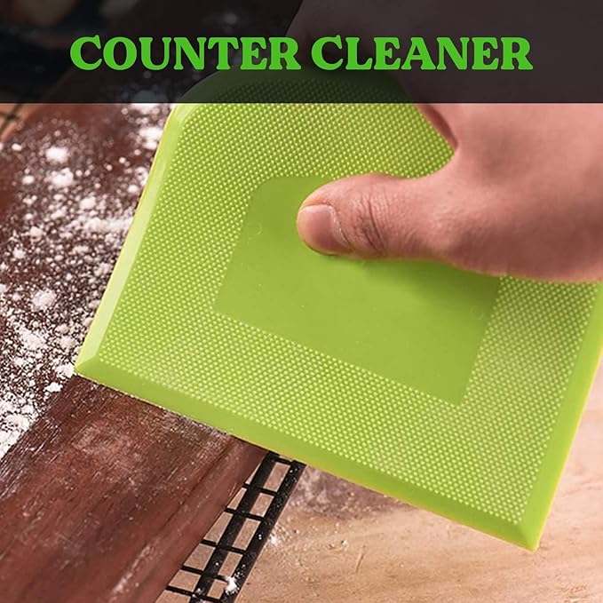 SURDOCA Dough Scraper Bench Scraper - 3P 10.6x6.7" Plastic Flexible Bowl Scraper, Sharp Edge & Angles Cake Scraper. Non-Slip Bakeware Decorating Tools Sculpting & Modeling Tools - White+Yellow+White