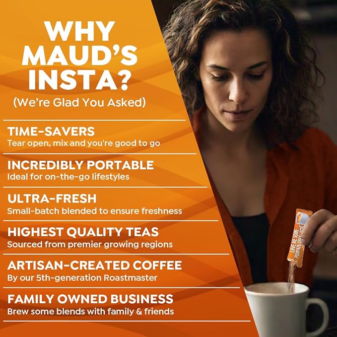 Maud's Pumpkin Spice Latte Instant Coffee, 16 ct, 100% Arabica Coffee, Instant Hot or Iced Latte - Just add water