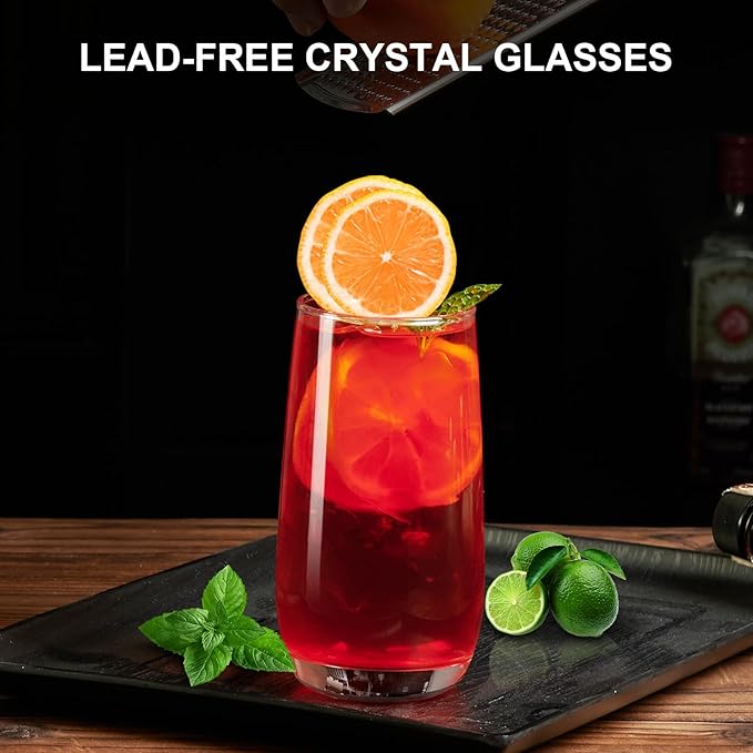 PARACITY Highball Glasses Set of 4, Drinking Glasses 12 Oz, Clear Glass Cups, Tall Tumbler Water Glasses, Glassware Set for Cocktail, Coffee, Mojitos