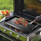 VEVOR Carbon Steel Griddle, Flat Top Plate, Griddle for BBQ Charcoal/Gas Gril with 2 Handles, Rectangular Flat Top Grill with Extra Drain Hole for Tailgating and Party