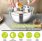 TeamFar Mixing Bowls, Stainless Steel Nesting Salad Bowls with Airtight Lids Set, For Serving/Mixing/Storing, Healthy & Long-lasting, Dishwasher Safe & Easy Clean, 4.6/3 / 1.5 QT, Colorful