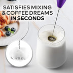 Zulay Kitchen Powerful Milk Frother Wand With 4 AA Duracell Batteries - Ultra Fast Handheld Drink Mixer - Electric Whisk Foam Maker for Coffee, Lattes, Cappuccino, Matcha & Creamer - Grape