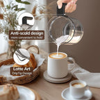 Large Electric Milk Frother and Steamer, 16.9oz/500ml Milk Steamer and Frother for Latte or Hot Chocolate, Dishwasher Safe, BPA Free, 6 Functions, Enjoy Perfect Milk Froth in 2 Min (Black-Glass)