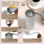 Non-Detachable Manual Coffee Grinder with 25 Level Stainless Steel Conical Burr Portable Aluminum Coffee Bean Grinder Gift Set Suitable for Moka Pot Espresso Pour Over Easy Cleaning with Brush