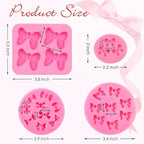 Puyeipt 4 Pcs Bow Silicone Mold, Mini Bows Fondant Molds, Chocolate Candy Silicone Molds for Cupcake Topper, Cake Pop Decoration and Clay Craft Making