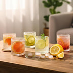 Moretoes Cocktail Glasses10 OZ Hobnail Drinking Glasses Set of 6, Vintage Whiskey Glassware, Textured Glass Cups Bubble Glasses Water Glasses Old Fashion Jupiter Glasses Set (Clear)