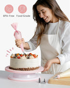 Kootek 71PCs Cake Decorating Kit, Baking Supplies Tools - Includes Cake Stand Turntable, 12 Icing Piping Tips Set, 2 Frosting Spatulas, 3 Scrapers, 50+2 Piping Bags, Coupler, Video Tutorial, Booklet