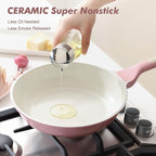 SENSARTE Nonstick Ceramic Cookware Set Large 13-Piece, Healthy Pots and Pans Set Dishwasher Safe, Non-toxic Kitchen Cooking Set with Stay-Cool Handles, Induction Compatible, PFAS Free, Pink